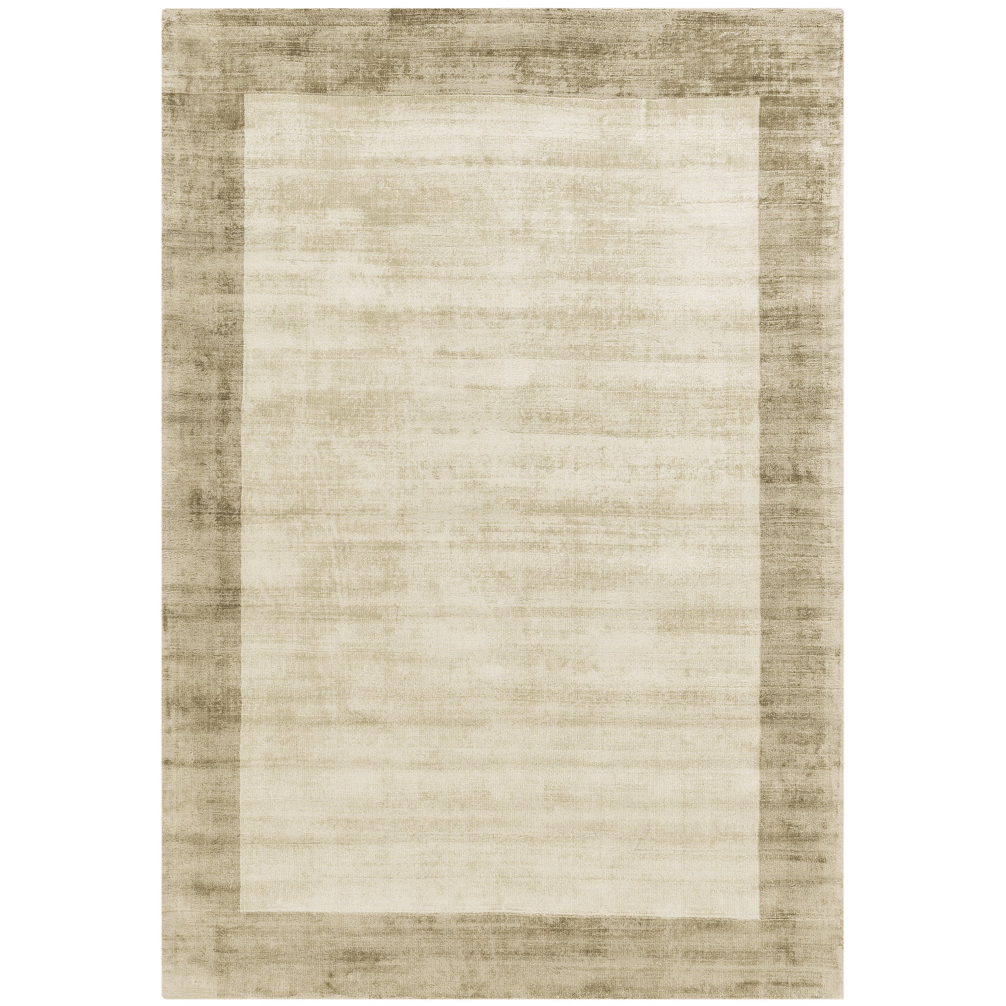 Luxury handwoven viscose rug, in putty with a wide smoke boarder, with a tip sheared finish giving a vintage effect. Size - Square Large Pile Height: 7mm Dimensions: 2000 x 2000 mm 100% Viscose Hand Woven in India Delivery: 5-7 days